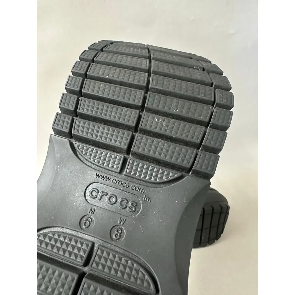 Crocs Classic Mega Crush‎ Clog Solid Black Matte/Shiny Women's Size 8 Mens 6
